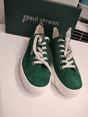 Paul Green Emerald Green Suede Platform Sneakers 11